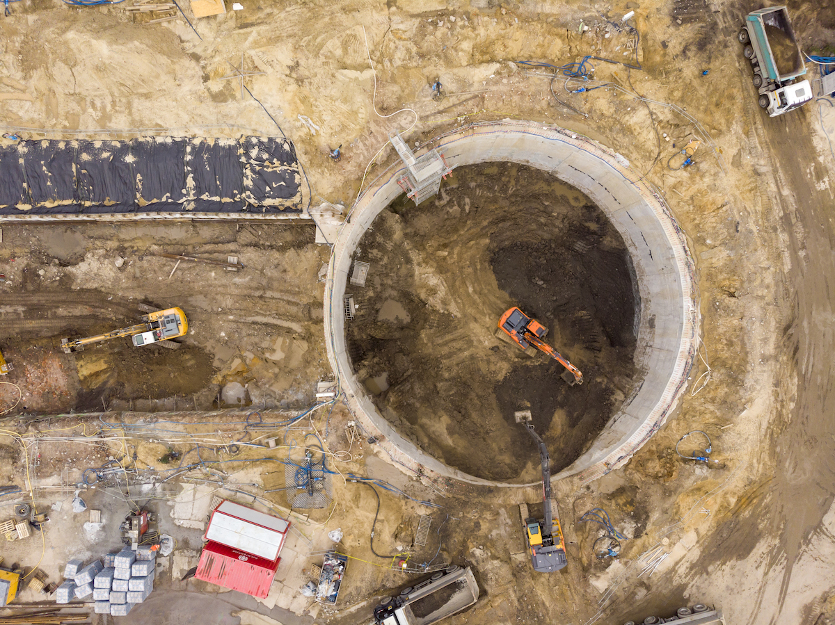 Plac budowy tunelu w Łodzi widok z lotu ptaka